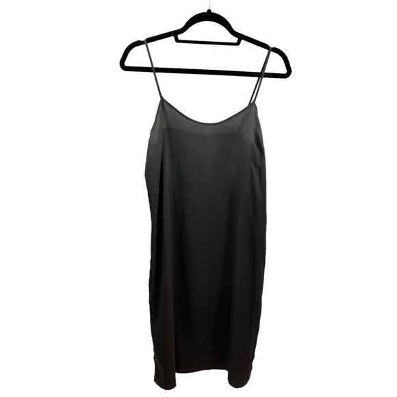 Ladies Club Monaco Brand 100% Silk Dark Grey Slip Dress Size 6 - Picture 2 of 14